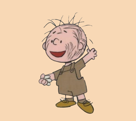 Une caricature du personnage Pig Pen de la bande dessinée Peanuts.